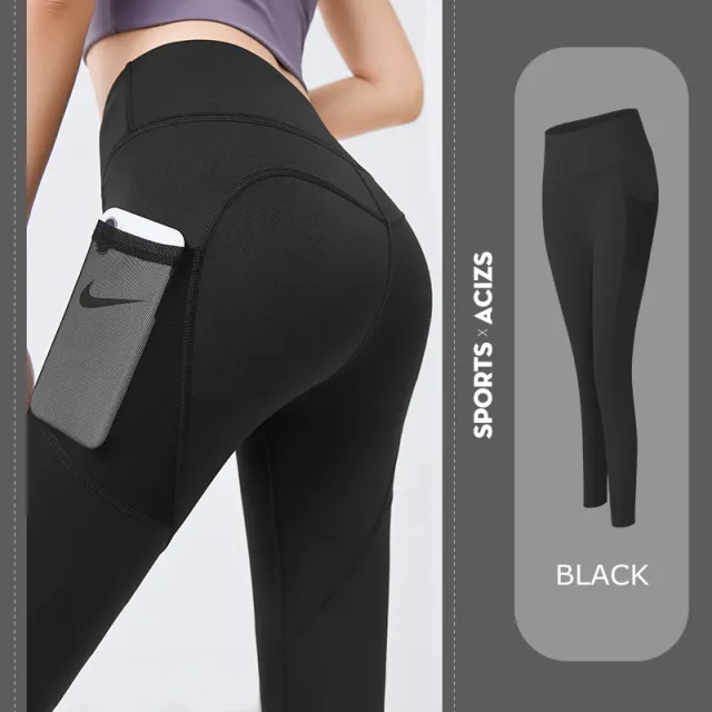 Thin Gym Pants With Buttock Mesh Tight Side Pockets Black - Shop at LoveMi