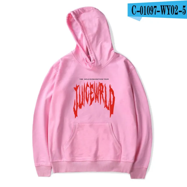 Juice Wrld Printed Fashionable Loose Men's And Women's Hooded Sweater Pink - Shop at LoveMi