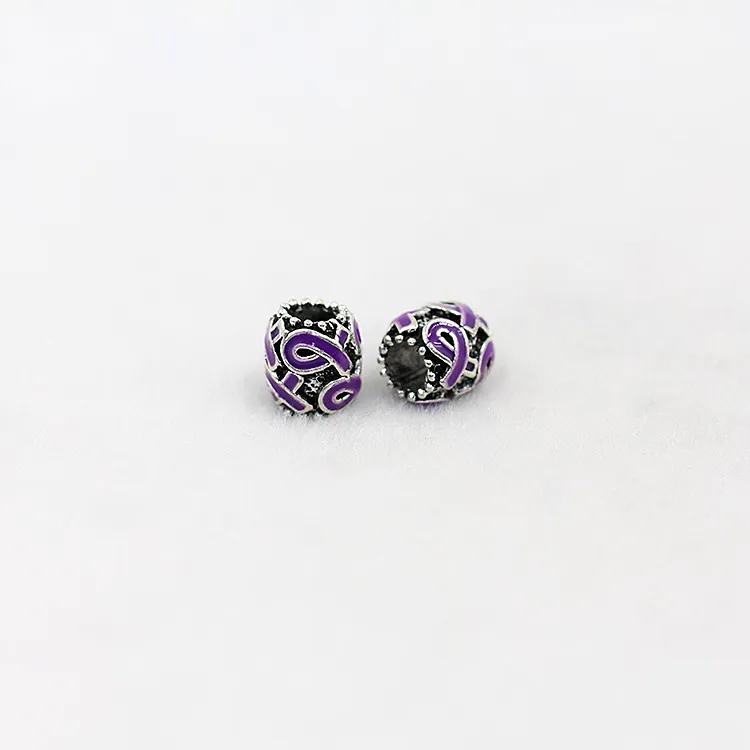 Handmade DIY Jewelry Accessories Alloy Tibetan Silver Drop Oil Loose Beads - Purple