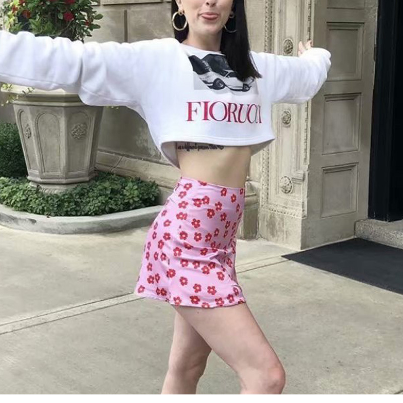 European And American Satin Flowered Skirt