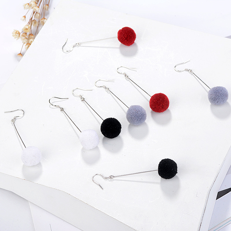 Velvet Long Cute Sweet Fluffy ball Earrings Christmas Gift