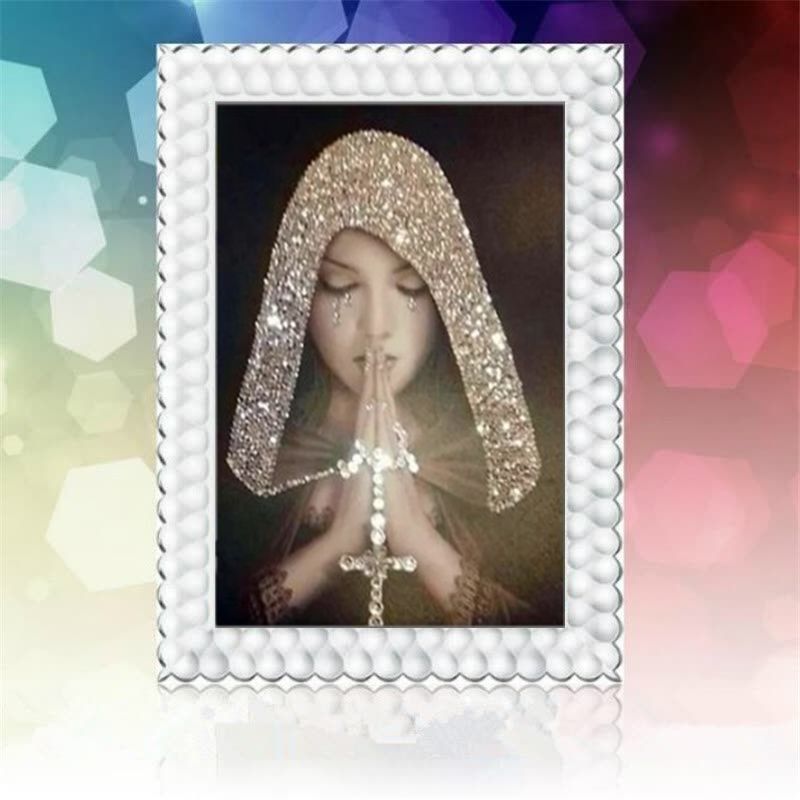 Woman Praying Cross Stitch Diamond Embroidery 5D