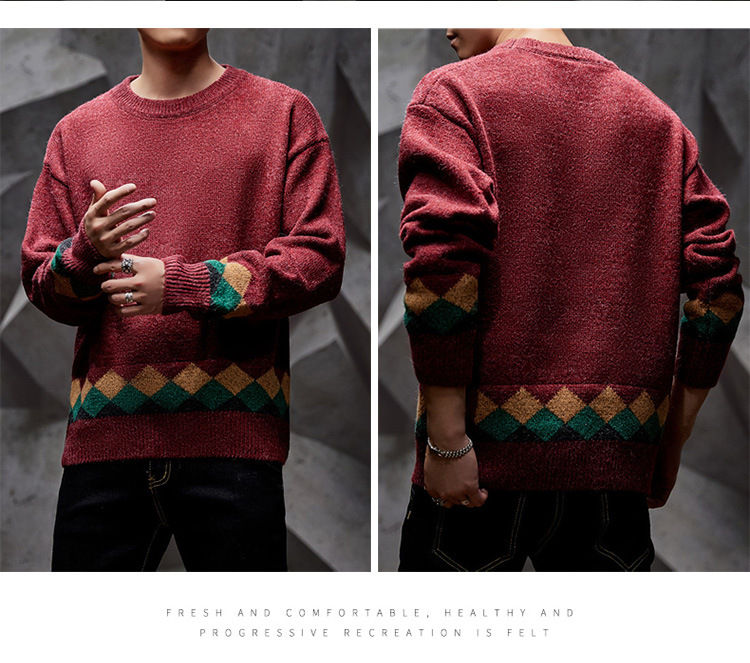 Men's Long-Sleeved Round Neck Youth Knitwear Bottoming Sweater