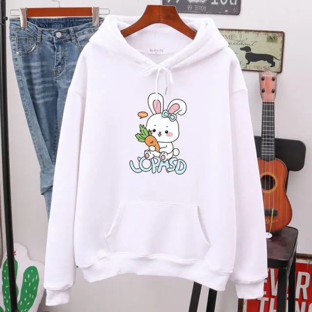 Winter Sweater Women Plus Velvet Thick Loose Hooded Jacket Tide Ins Wild White - Shop at LoveMi