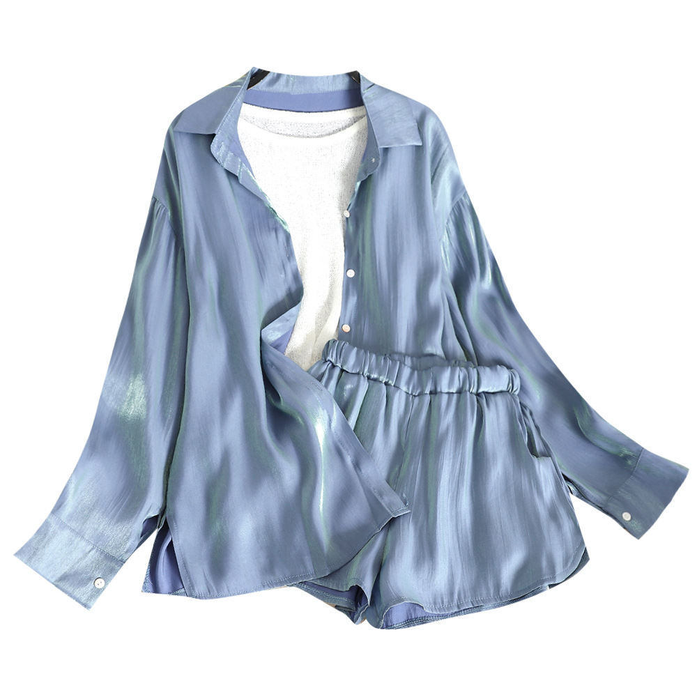 Sun Protection Shirt Elastic Waist Wide Leg Shorts Suit