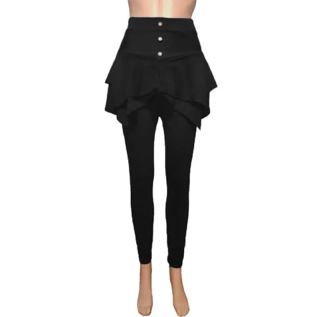 Solid Color Slim Three button Leggings Trousers Black - Shop at LoveMi