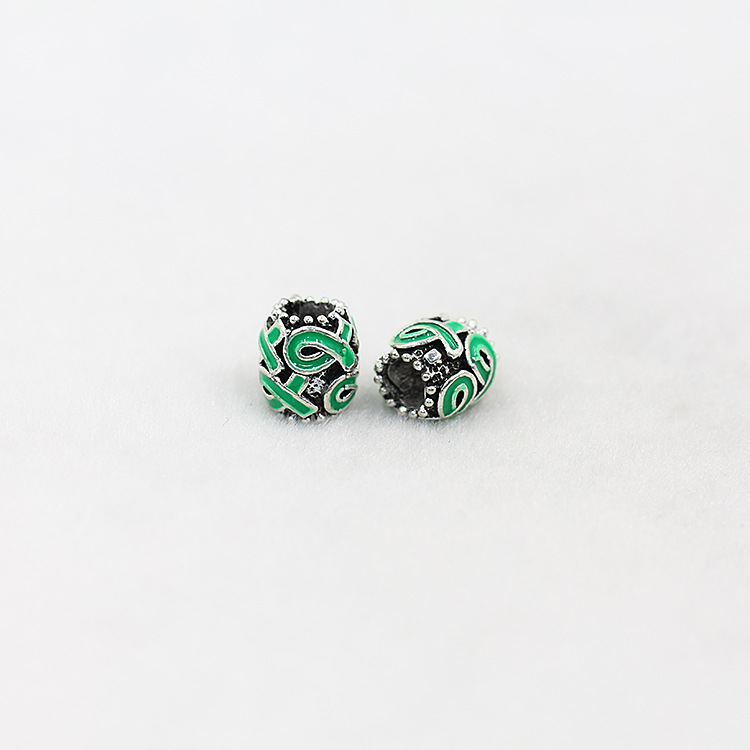 Handmade DIY Jewelry Accessories Alloy Tibetan Silver Drop Oil Loose Beads Green - Shop at LoveMi
