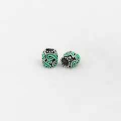 Handmade DIY Jewellery Accessories Alloy Tibetan Silver Drop Oil Loose Beads - Green - View 1