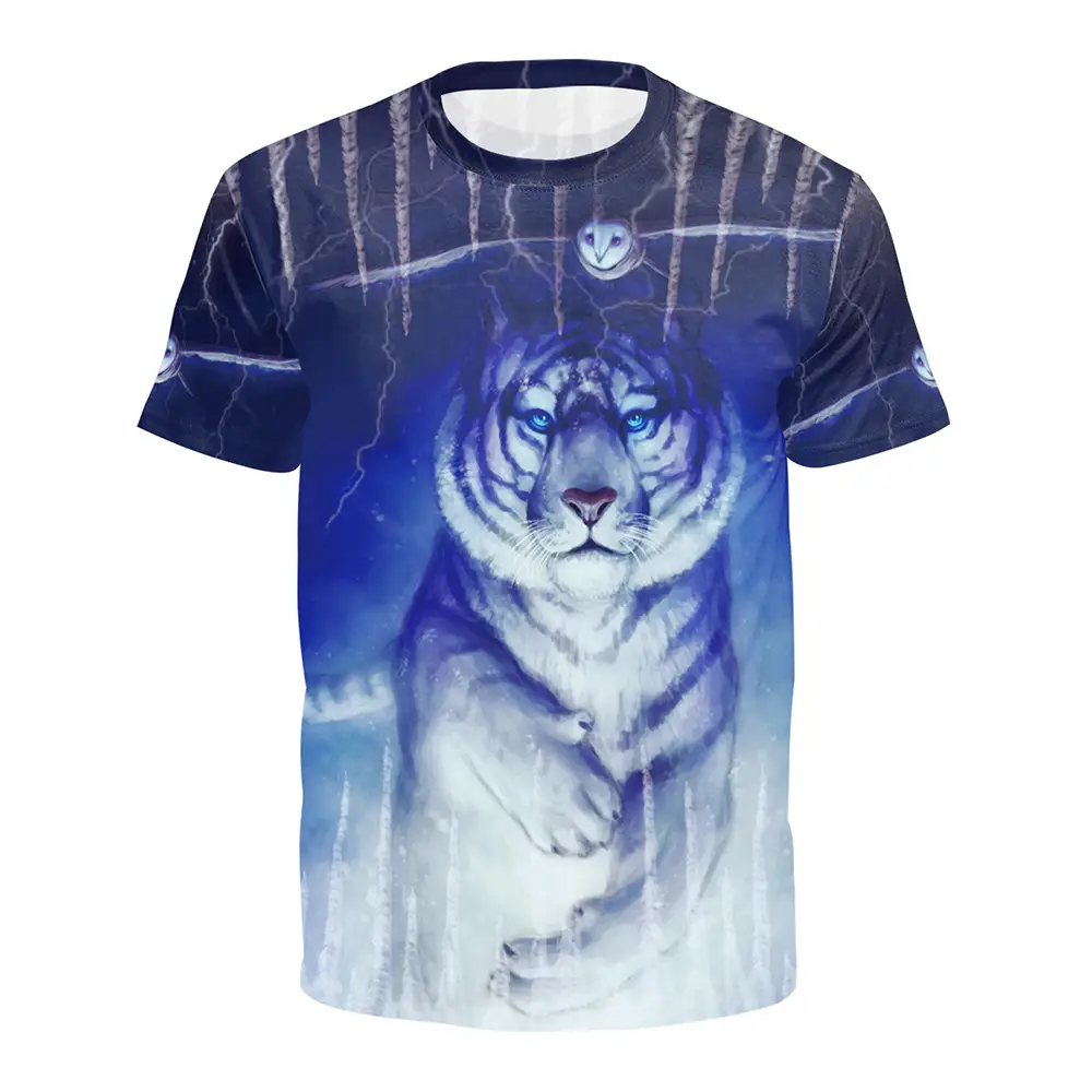 Tiger Print Round Neck And Short Sleeves