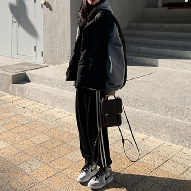 The New Korean Style High Waist Straight Leg Trousers, All Match Thick Sports Casual Pants Black Conventional - Shop at LoveMi