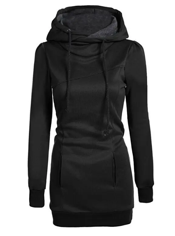 Hooded Kangaroo Pocket Sports Sweatshirt Black - Shop at LoveMi