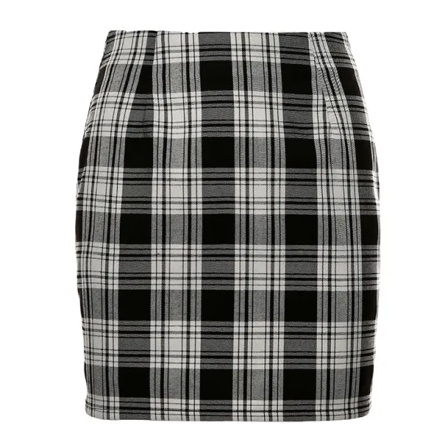British Retro Plaid Black And White A line Skirt Black - Shop at LoveMi