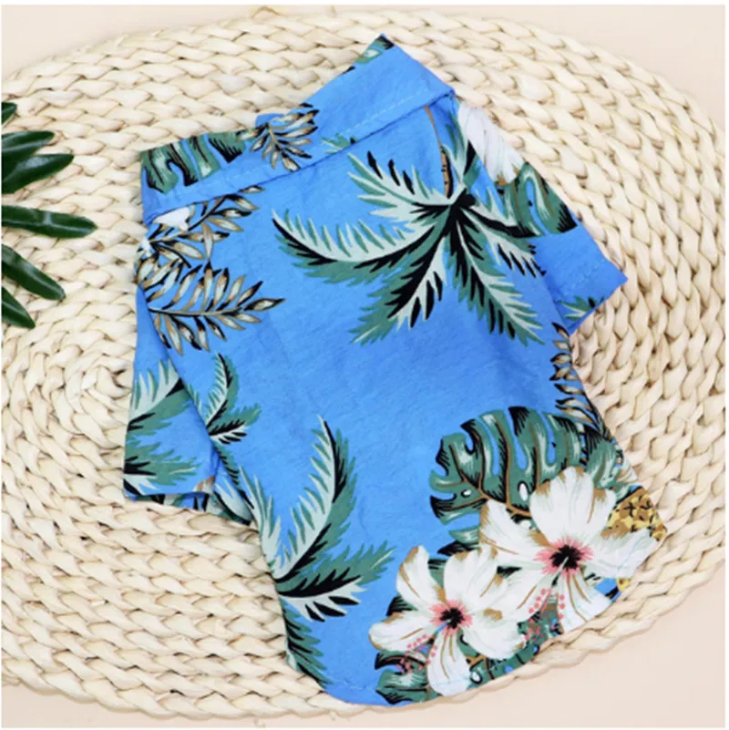 Small And Medium-sized Dog Clothes Cat Cotton Print - Blue