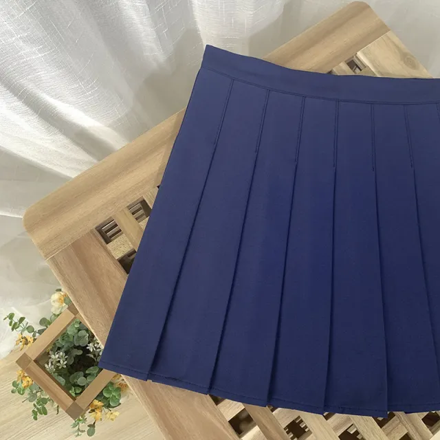 Female Autumn And Winter Student High waisted A line Pleated Skirt Blue - Shop at LoveMi
