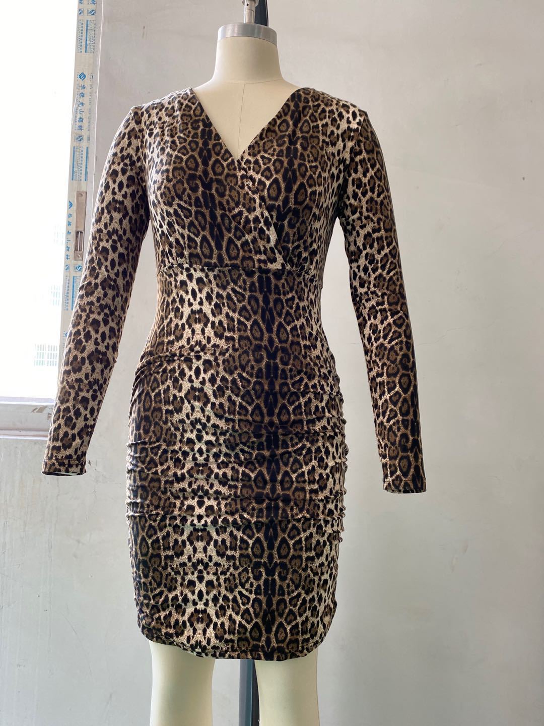 Autumn And Winter Leopard Print Temperament Mid Waist Skirt