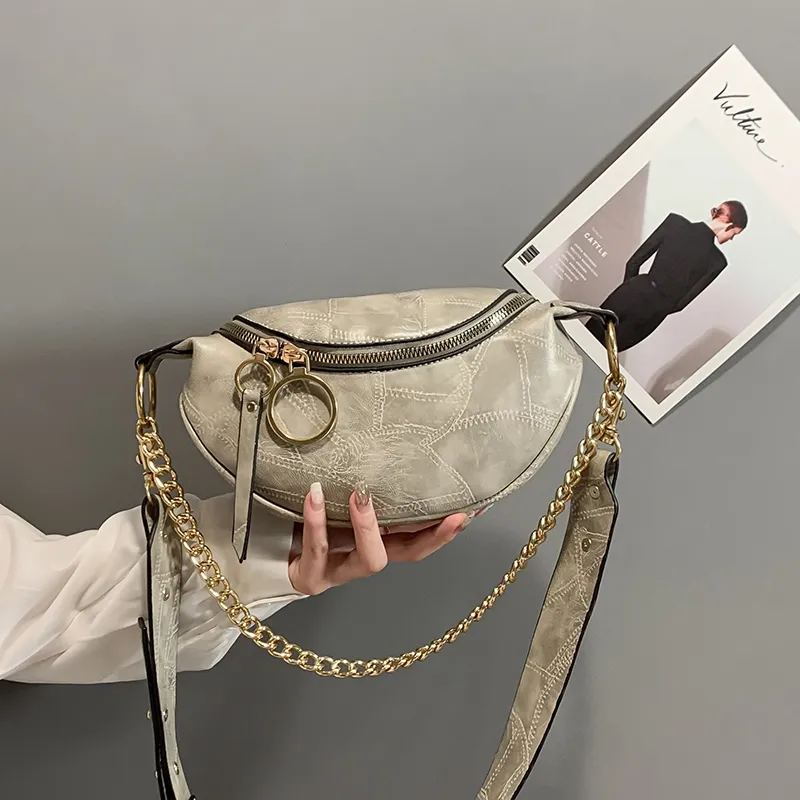 Women's Autumn And Winter Messenger Bag High Fashion Chest Bag - Khaki