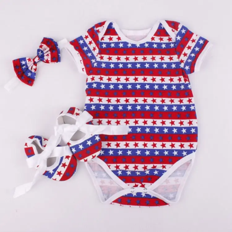Baby Romper Set with Matching Headband and Shoes for Infants
