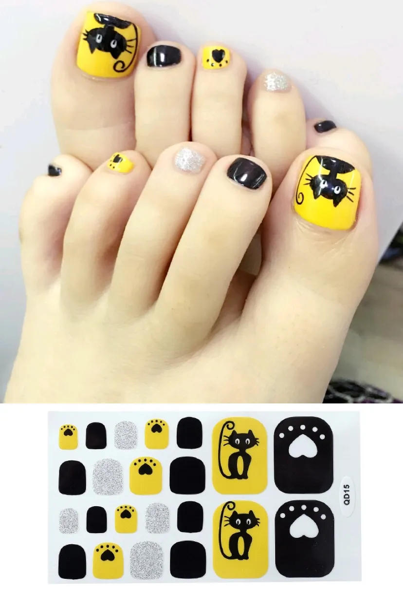 Nail Foot Sticker Cute Waterproof Foot Nail Sticker - Yellow