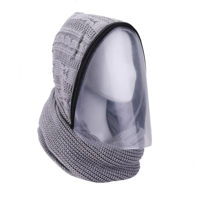 Outdoor Sports Headwear Scarves Transparent Hooded Sdult Hat Winter Scarf Warm Full Face Scarf Cycling Scarves Full Face Mask Grey - Shop at LoveMi