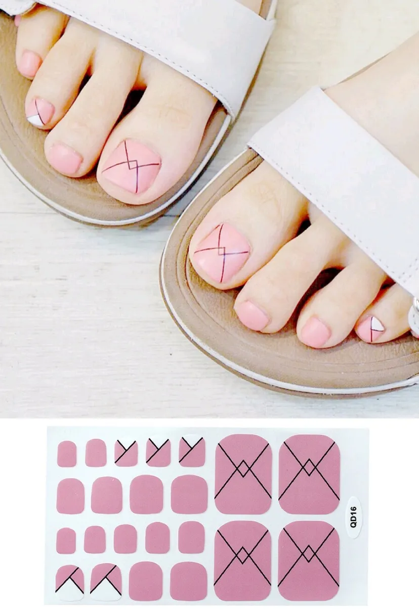 Nail Foot Sticker Cute Waterproof Foot Nail Sticker - Pink