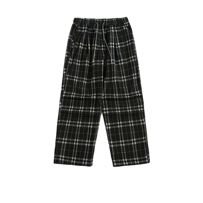 Checked Contrast Color In The Waist Straight Trousers Male