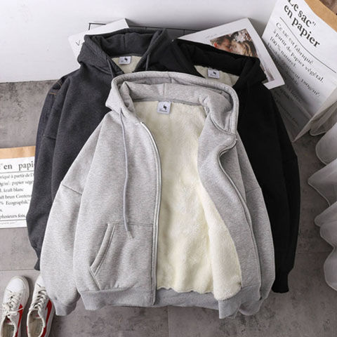 Autumn And Winter Loose Hooded Zipper Cardigan Sweater