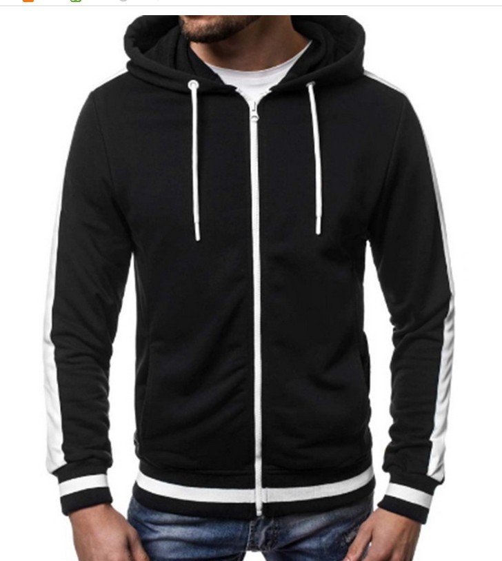 Men's Color Matching Zipper Hooded Sweater