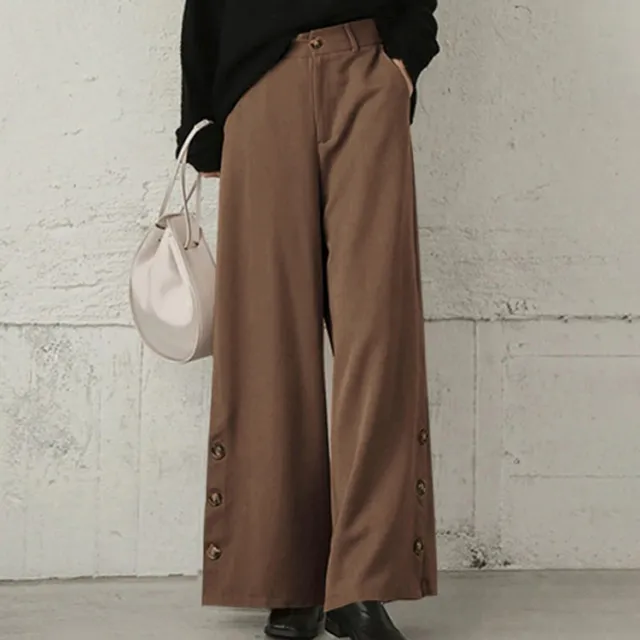 High waisted Trousers Loose fit Urban Casual Sports Pants Brown - Shop at LoveMi