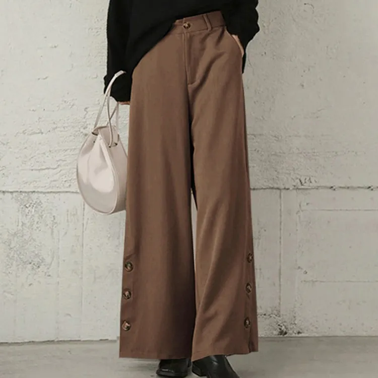 High-waisted Trousers Loose-fit Urban Casual Sports Pants - Brown