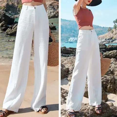 Loose and Thin Cotton and Linen Women's Drape High-waist