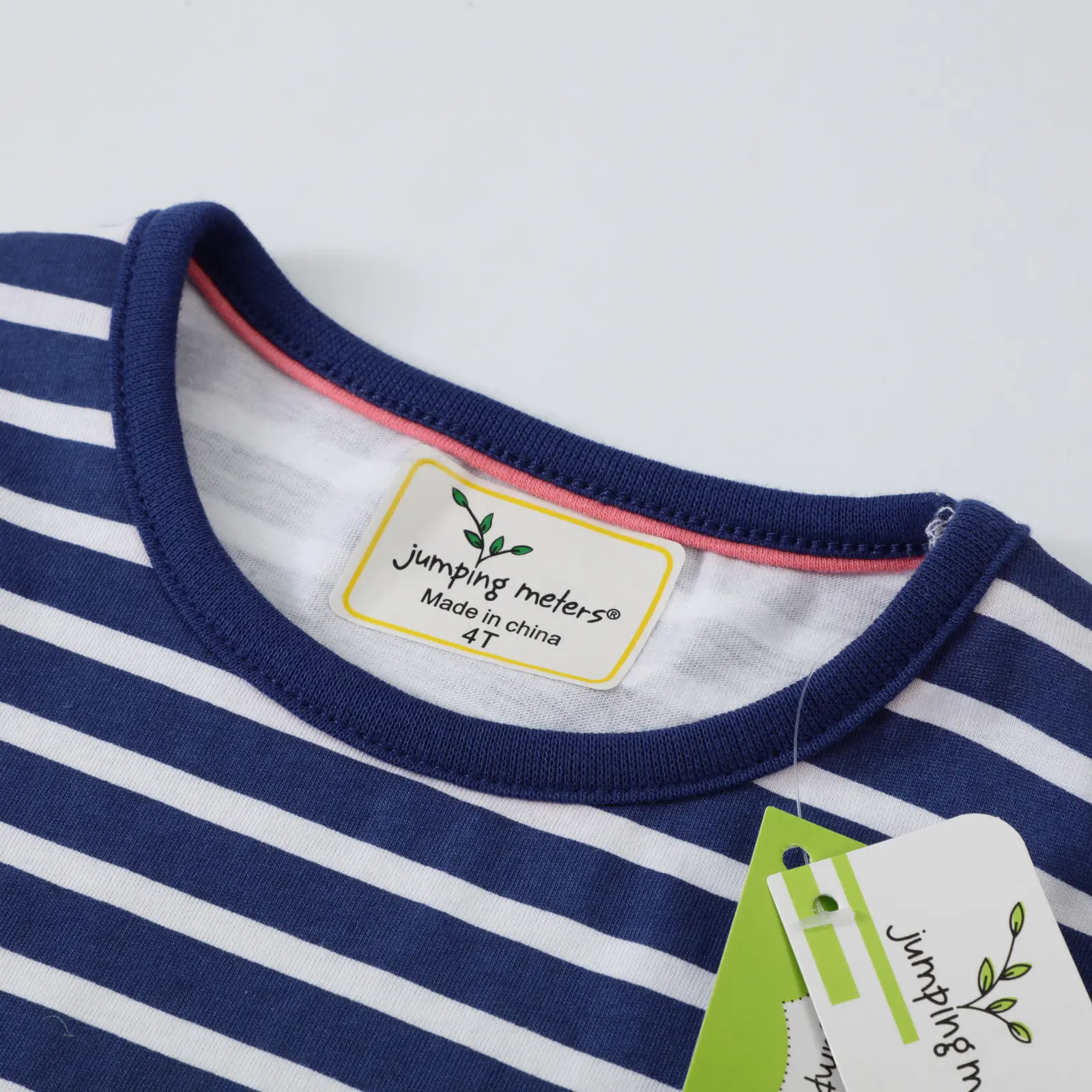 Short-sleeved Children's Dress With Striped Animal Print