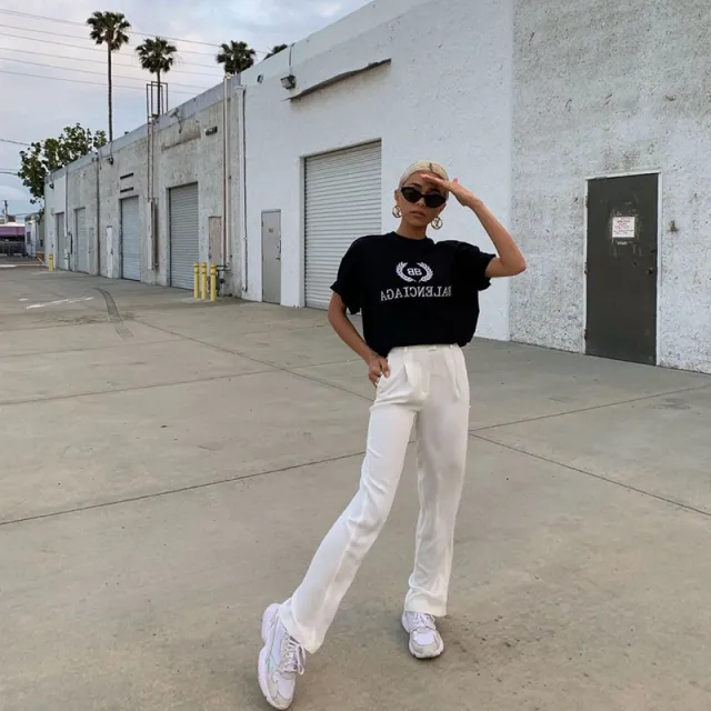 Casual White Trousers Loose All Match Suit Pants Women White - Shop at LoveMi