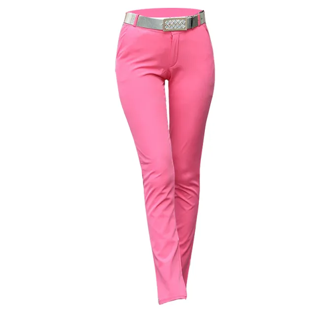 Casual Slim Mid Rise Stretch Straight Leg Pants Rose Red - Shop at LoveMi