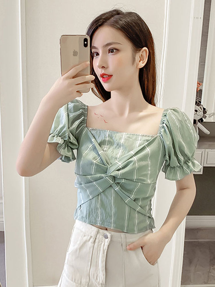 Back Tie Blouse Short Off Shoulder Chiffon Shirt