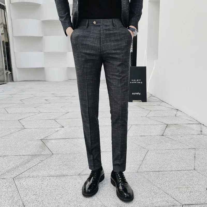 Trendy Men's Fashion Straight Trousers Business Men's Casual Pants - Grey