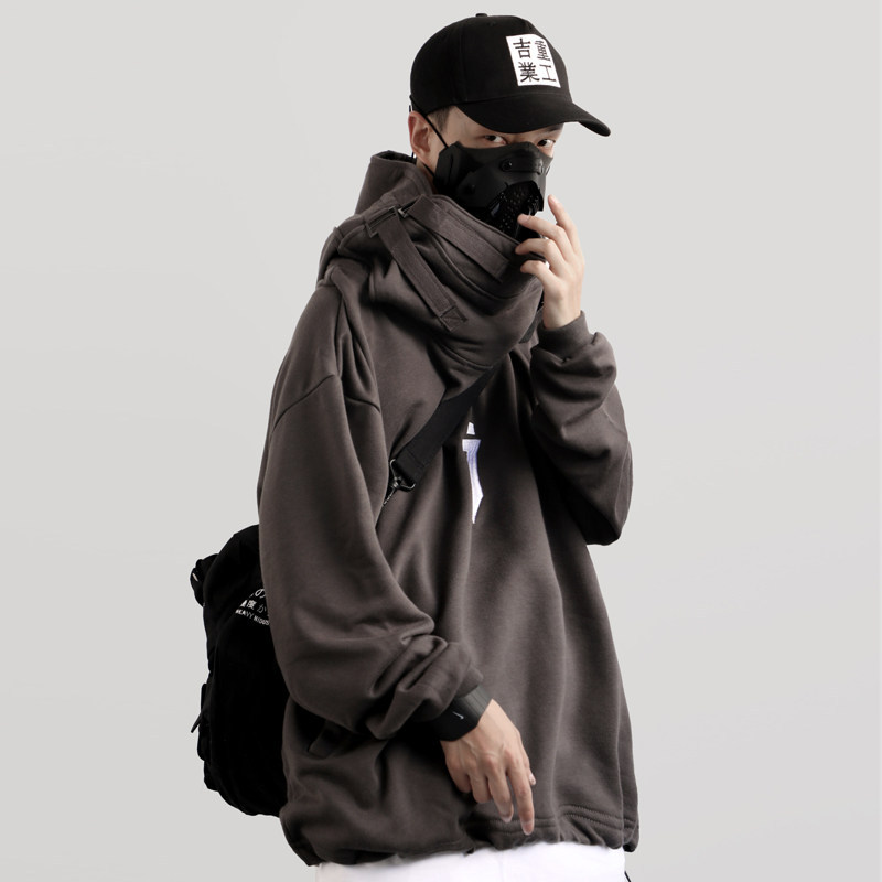 Loose Hip-hop High Neck Tooling Hooded Pullover Jacket