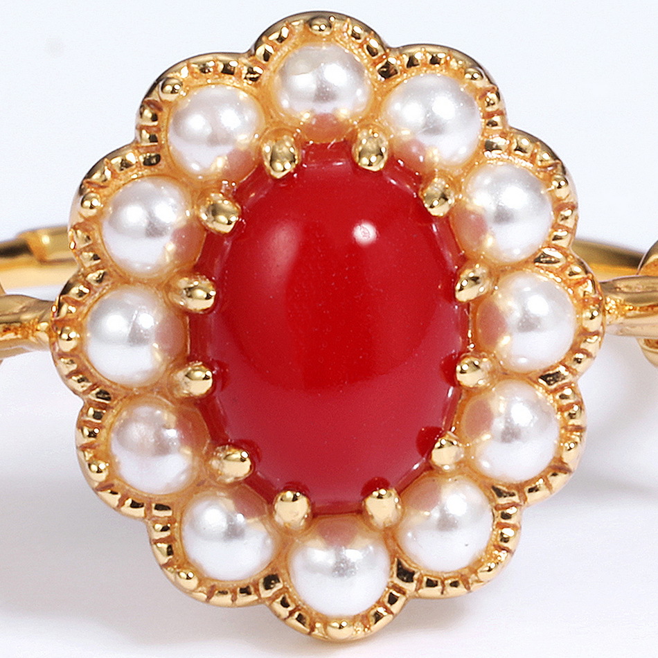 Flower Pearl Gemstone S925 Silver Ring Lady