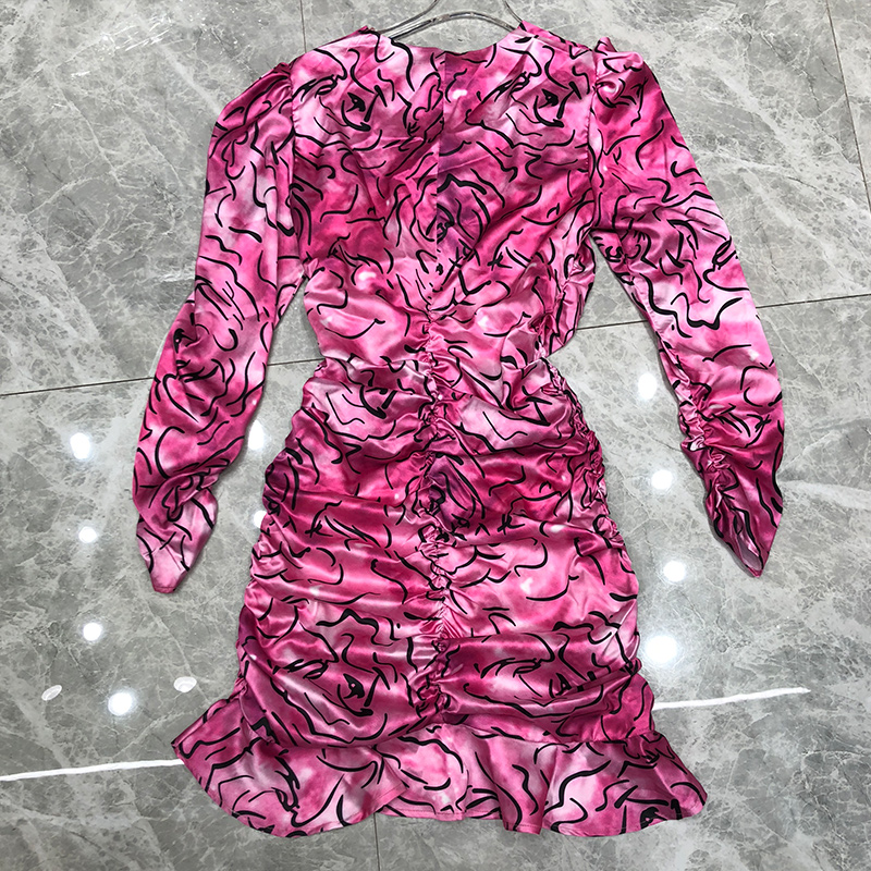 Long Sleeve Fold Package Buttocks Fishtail Dress