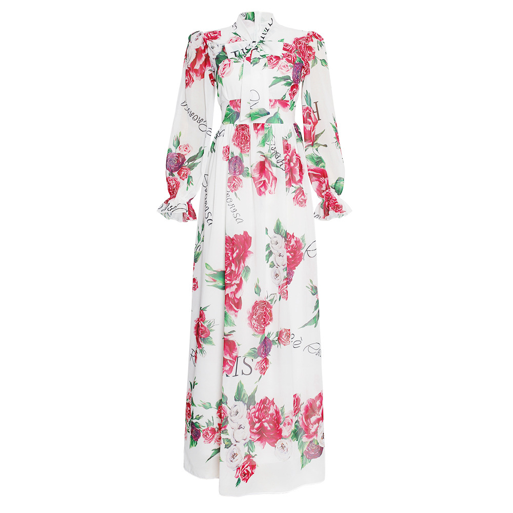 African Clothing Women's Chiffon Print Big Swing Dress Long Skirt White - Shop at LoveMi