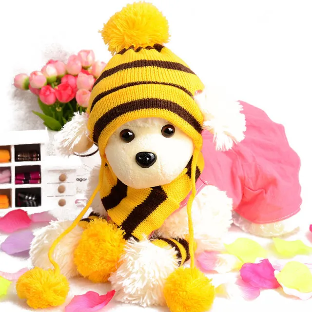 Three Piece Cute Pet Hat Scarf Foot Cover Yellow - Shop at LoveMi
