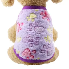 Winter Sleeveless Cute Pet Small Dog Dog Clothes - Purple Dog Feet - View 1