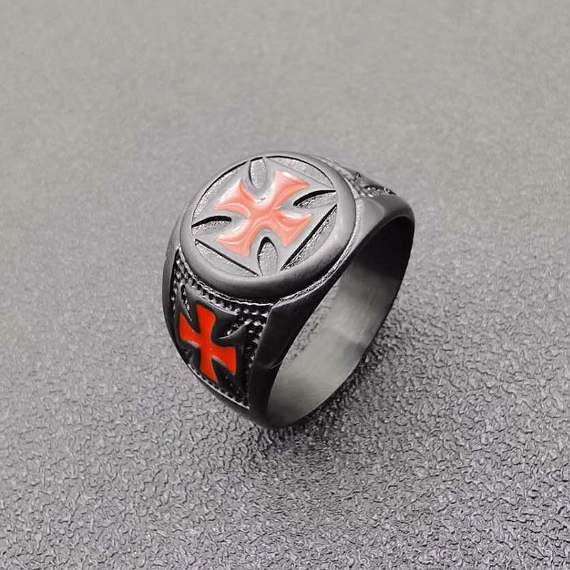 New Cross Men's Black Titanium Steel Ring