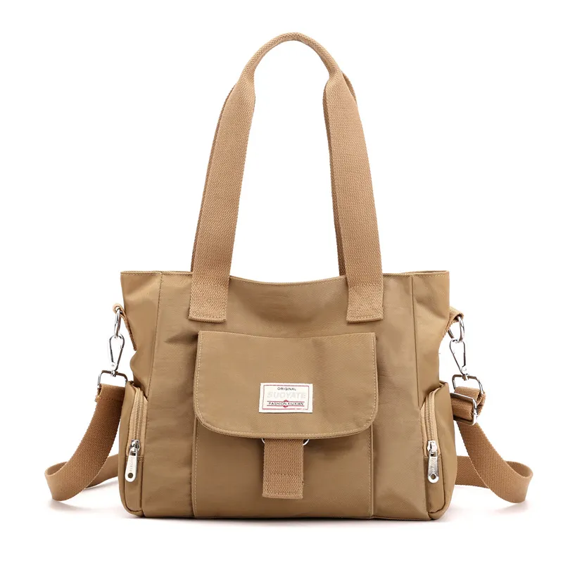 Oxford Cloth Large Capacity Ladies Handbag - Khaki