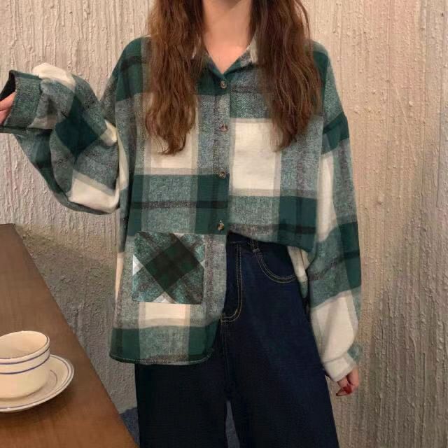 Retro Plaid Shirt Boys Ins Hong Kong Style Loose Casual Handsome Shirt Jacket Korean Version