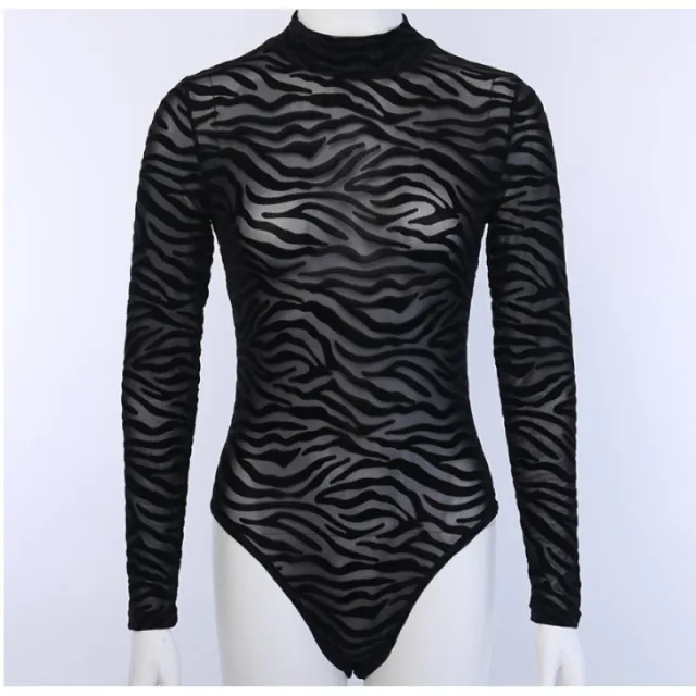 Sexy Black Slim Fit Long Sleeved T Shirt With Mesh Thin Base Black - Shop at LoveMi