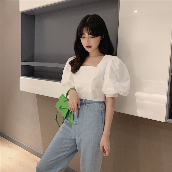 Shirt Sleeve Bubble Summer Korean Version Was Thin Temperament Short-Sleeved Top
