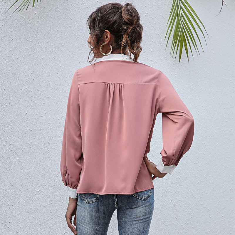 Hot Sale In Autumn And Winter V-Neck Fashion Casual Solid Color Women's Shirt