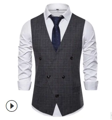 Men's Vest Trendy Plaid Slim Fit Casual