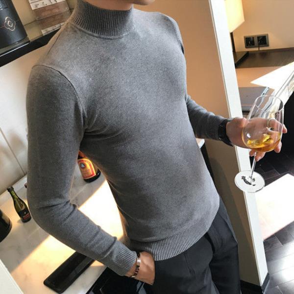 Autumn And Winter Half Neck Sweater Men's Solid Color Sweater