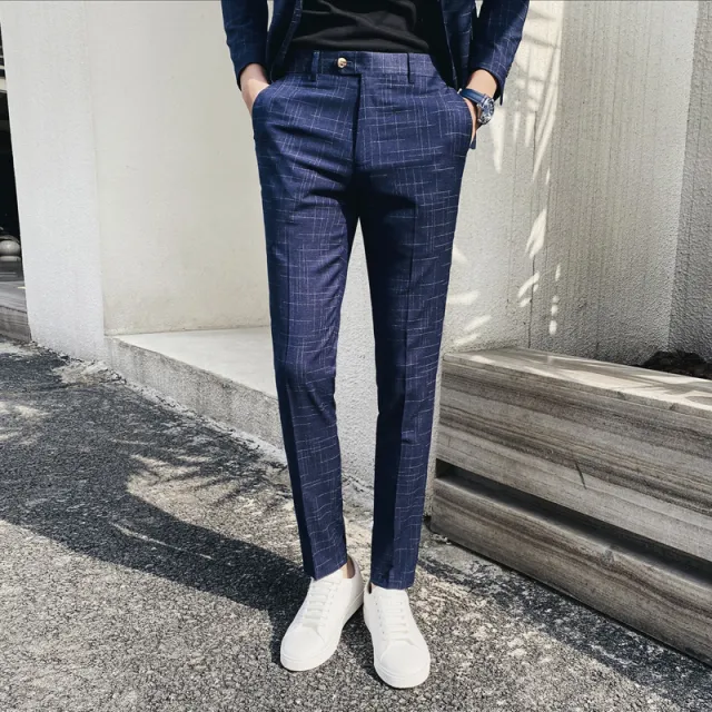Trendy Men's Fashion Straight Trousers Business Men's Casual Pants Blue - Shop at LoveMi